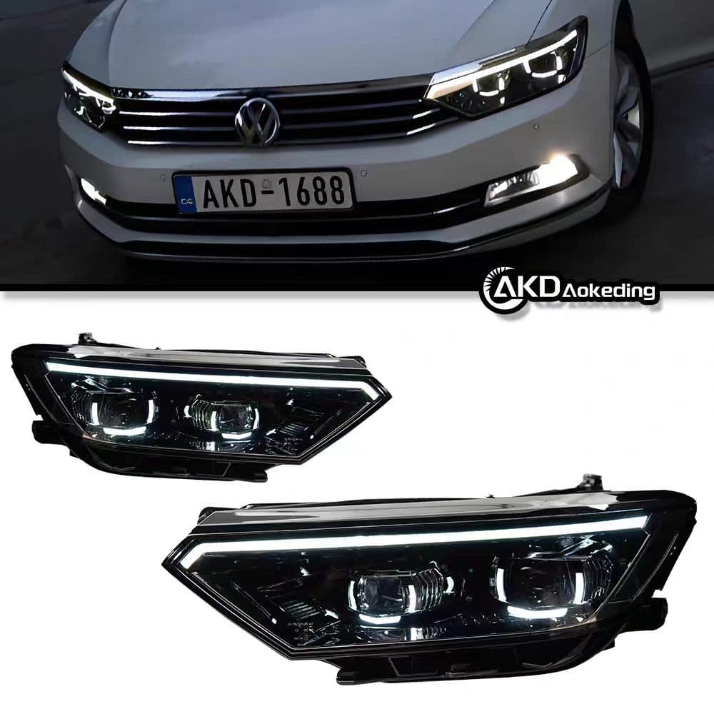 Suitable for 16-19 Models of Volkswagen Magotan B8 Modified to 8.5 Led Dual U Lens Headlight Assembly with Daytime Running Lights on Top
