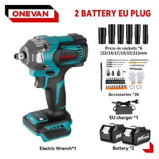 Amazon Bestseller Brushless Electric Wrench High Torque Lithium-Ion Cordless Impact Gun Auto Repair Tool Lithium Battery