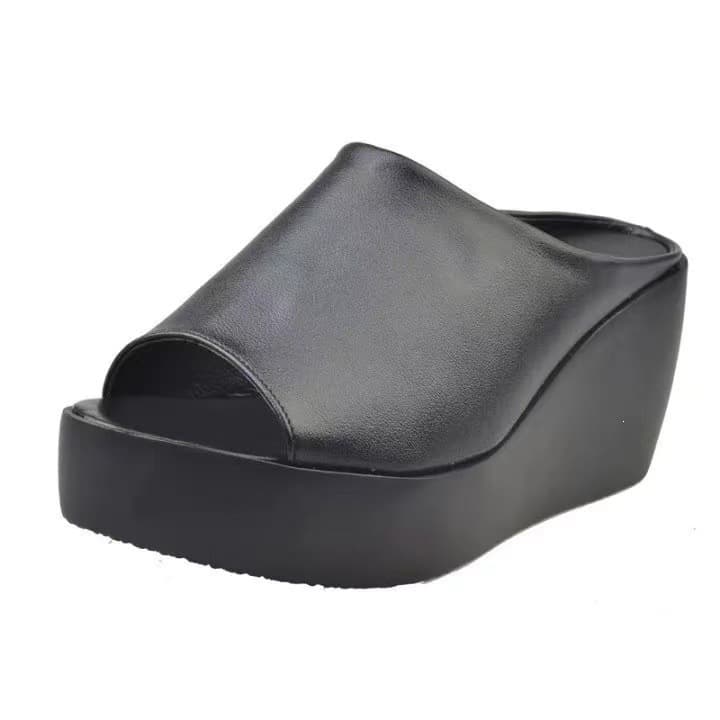 Women's Summer New Thick-Soled Fashionable One-Strap Wedge Heel Outdoor Platform Sandals & Slippers