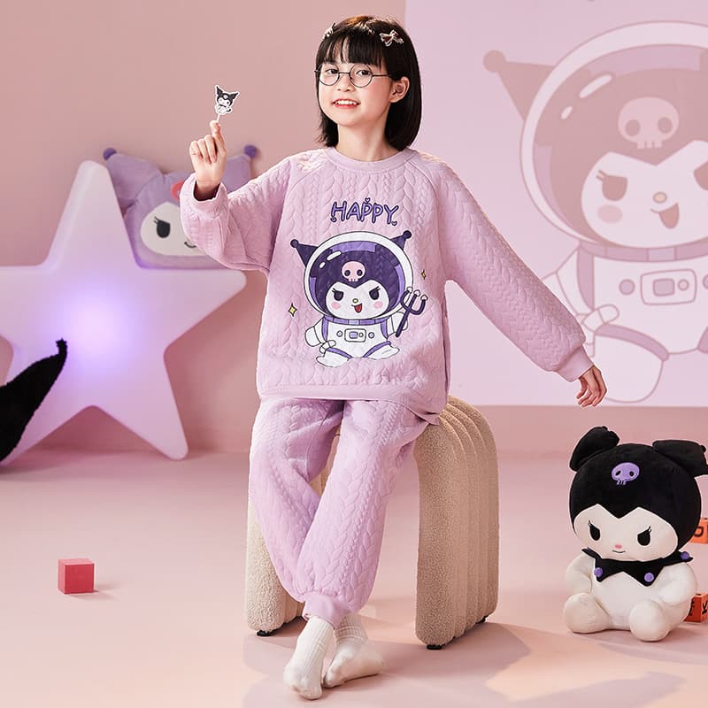 Kids Fall Winter Pajama Set Girls Thickened Winter Girls Loungewear Air Cotton Quilted Thickened Children