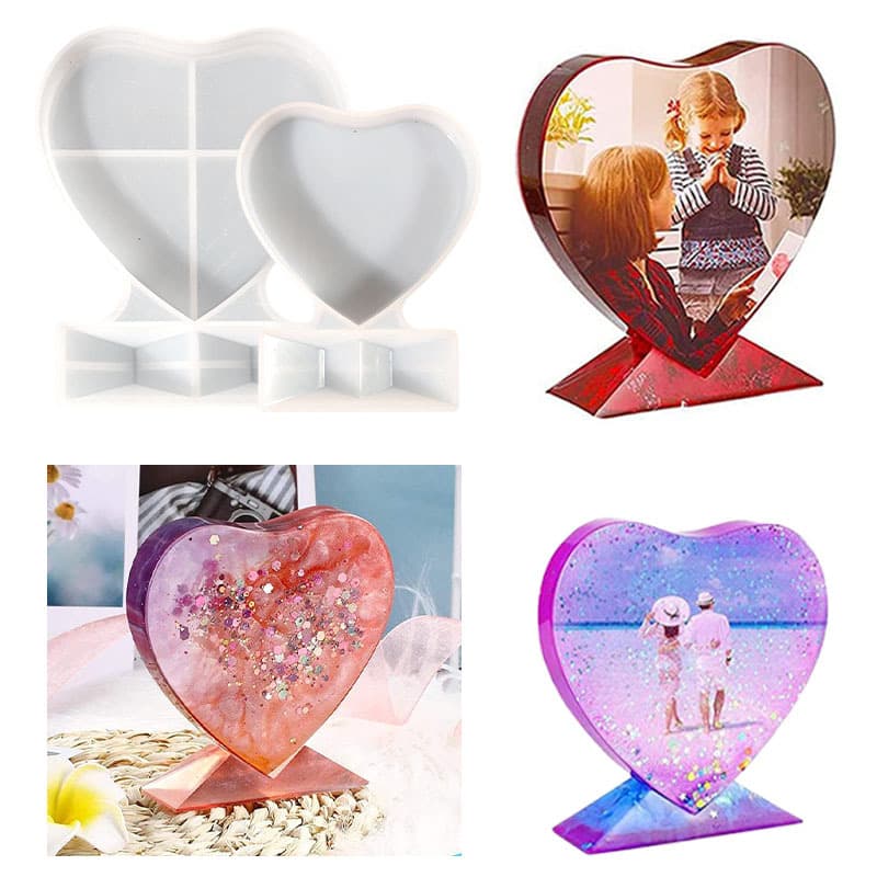 DIY Silicone Drip Glue Mold Heart-shaped Picture Frame Molds for Valentine's Day Large Small Size Cake Baking Tools