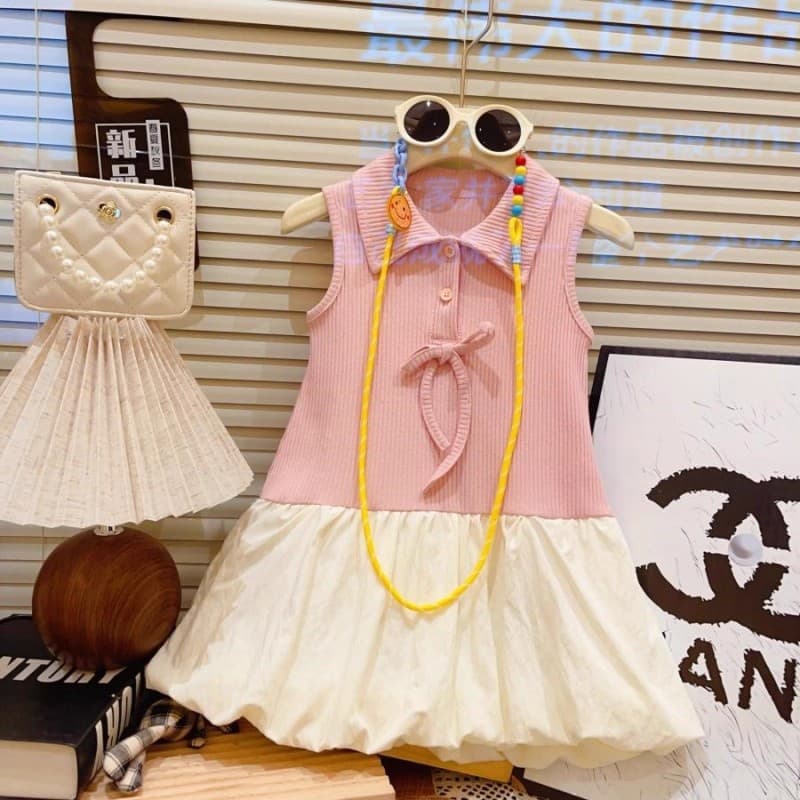 2025 New Summer Korean Style Fashionable Sleeveless Vest Dress for Girls, Stylish Summer Dress for Baby Girls