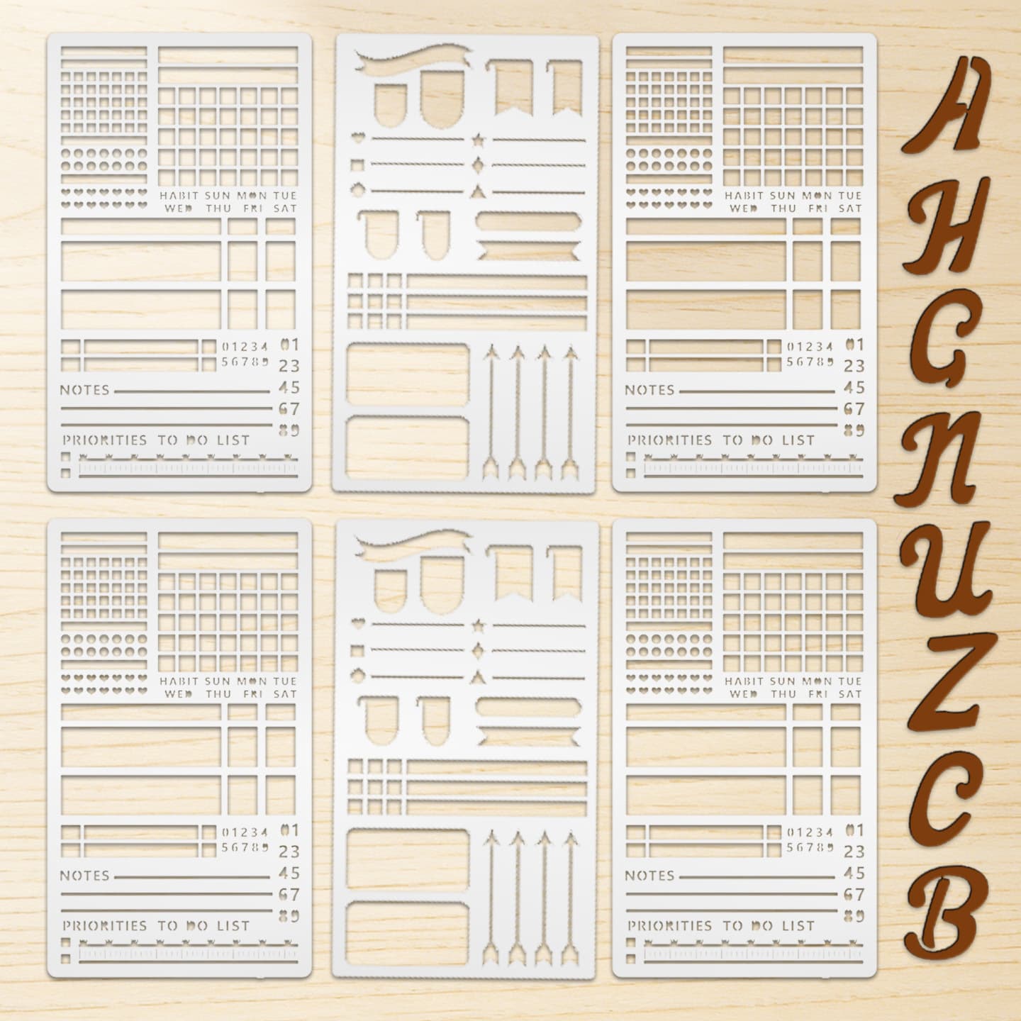 Cross-border Supply Stainless Steel 304 Material English Number Hollow Painting Stencil Template