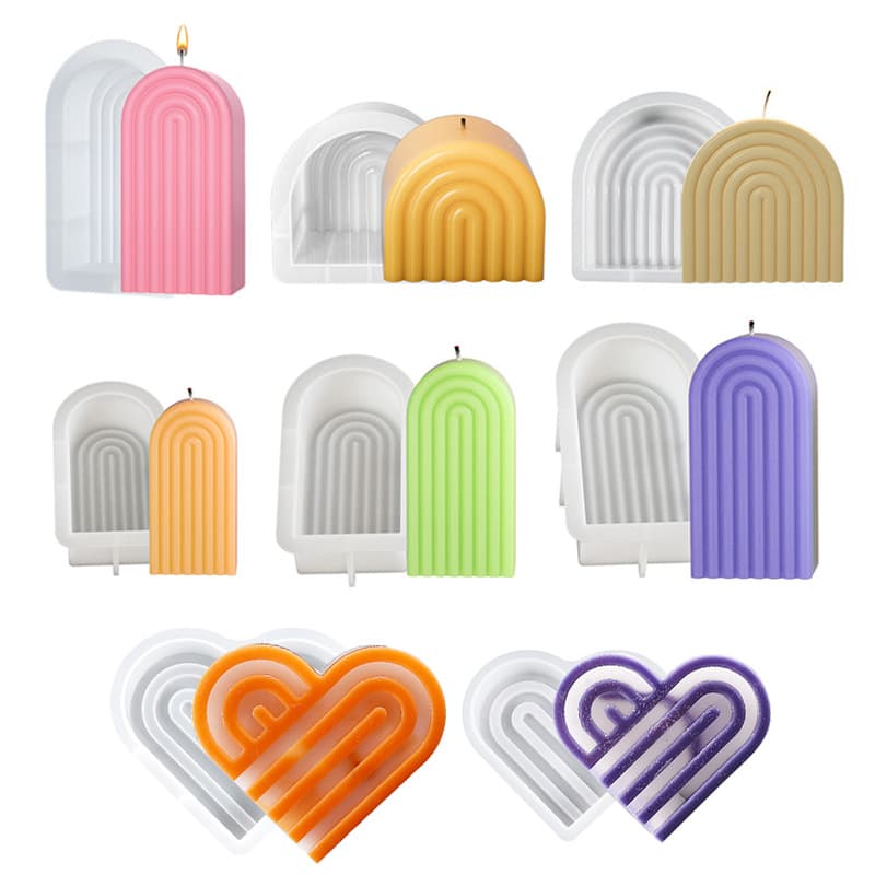 Shuncai Large, Medium, Small Striped Arch Aromatherapy Candle, Heart-Shaped Arch Handmade Soap Plaster Ornament Silicone Mold In Stock