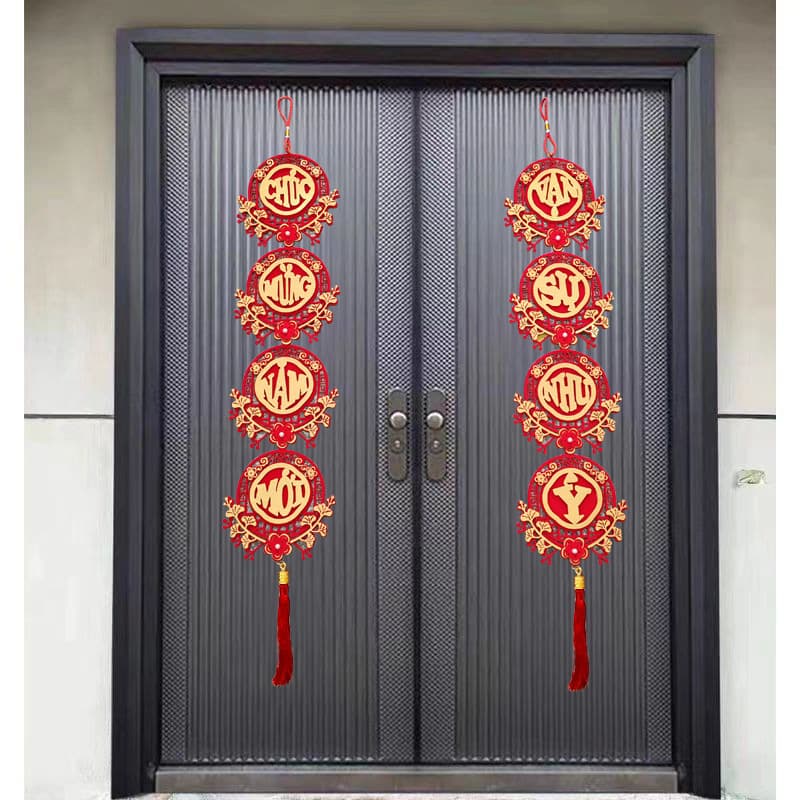 2026 Spring Festival Door Stickers, Entry Door New Home Decoration Hanging Ornament, Living Room Decor, Moving Vietnamese Couplet Stickers