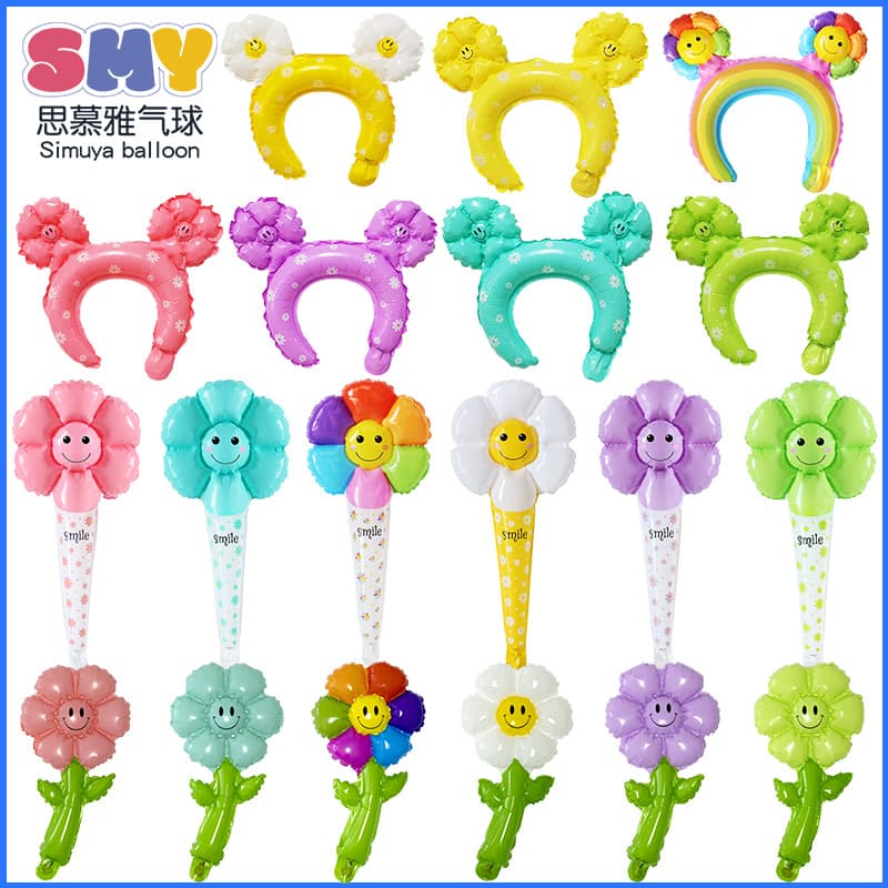 Daisy Headband, Handheld Daisy, Middle Stick Daisy, Aluminum Film Balloon, Street Vendor Small Gift, Sunflower Balloon