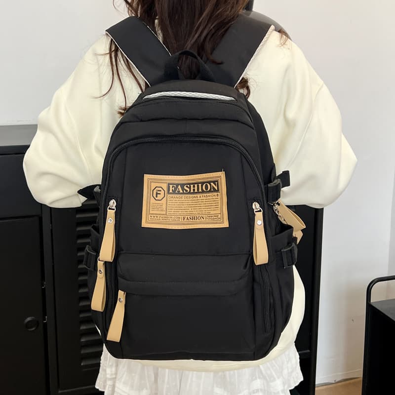 Nylon Backpack 2026 New Women Students Letter Retro Minimalist Middle High School Boys Large Capacity Schoolbag