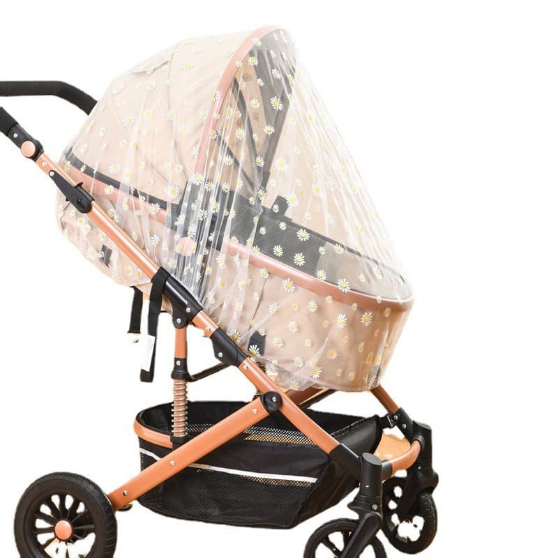 Stroller Mosquito Net Full Cover Printed Pushchair Mosquito Net Extra Large Dense Baby Umbrella Stroller Anti-Mosquito Net Cover Universal
