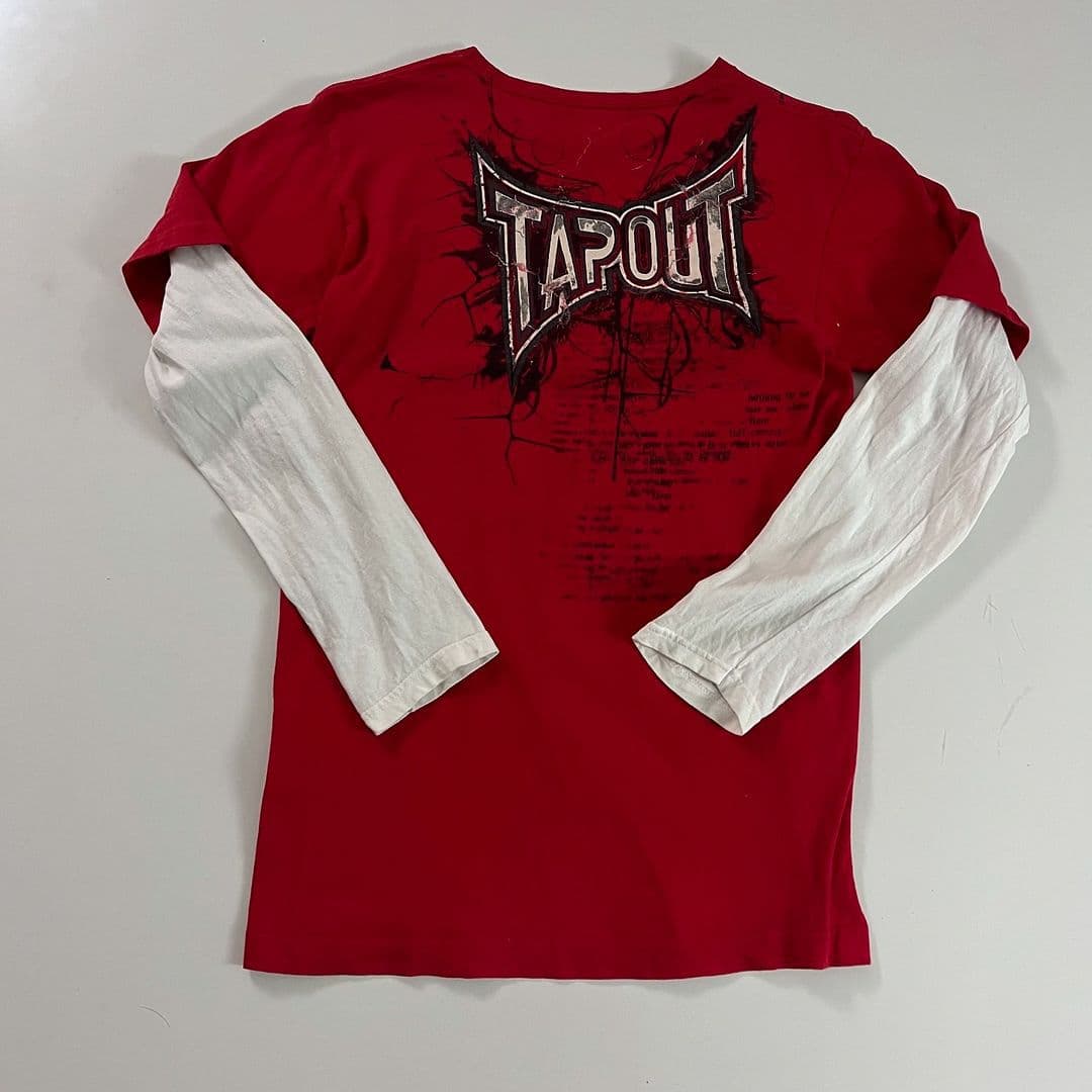 Tapout Streetwear Long Sleeve Printed T-Shirt Fake Two-Piece Casual Hip Hop Cotton Top Comfortable Fresh Sweet Style