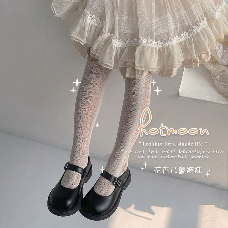 hotmoon Japanese children's floral thin lace pantyhose anti-mosquito bottoming stockings female Korean version baby bottoming stockings