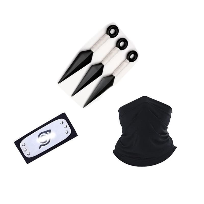 Naruto Kakashi Mask Plastic Kunai Shuriken Leaf Village Headband Set Anime Cosplay Accessories Wholesale