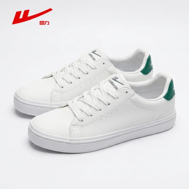Warrior Men's White Sneakers, New Autumn Casual Shoes, Leather Flat Board Shoes, Korean Versatile Student Sports Shoes