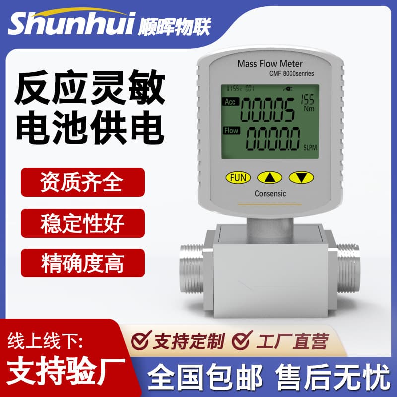 High Precision Micro Gas Mass Flow Meter, Digital Display for Compressed Air, Nitrogen, Oxygen with 485 Remote Transmission