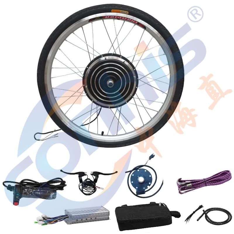 48V 1000W Electric Bike Conversion Kit Front and Rear Wheels Silver Black DIY E-Bike Conversion