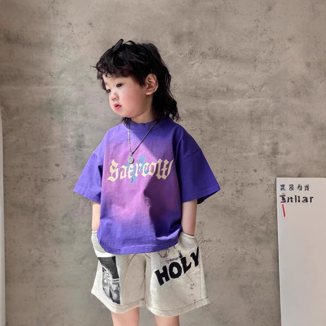 Boys' Summer Cotton Short Sleeve T-Shirt, Trendy Thin Style, New Season, Cool Half Sleeve Top