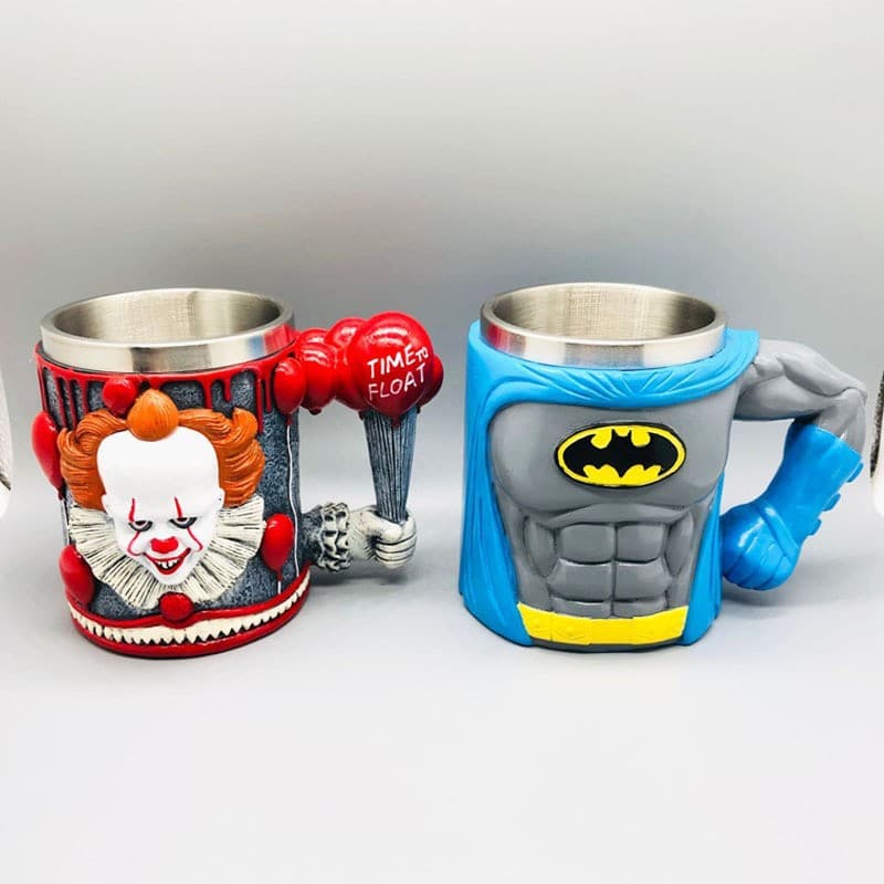 New Knight Bat Hero Resin Stainless Steel Mug Joker Wine Glass Creative Mug