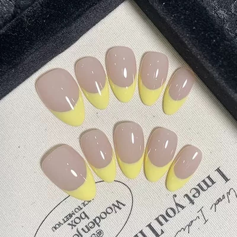 Simple Yihe Wearable Nails, Simple Cat Eye Milk Tea Nude Color, Daily Short Style, Elegant Removable Fake Nails