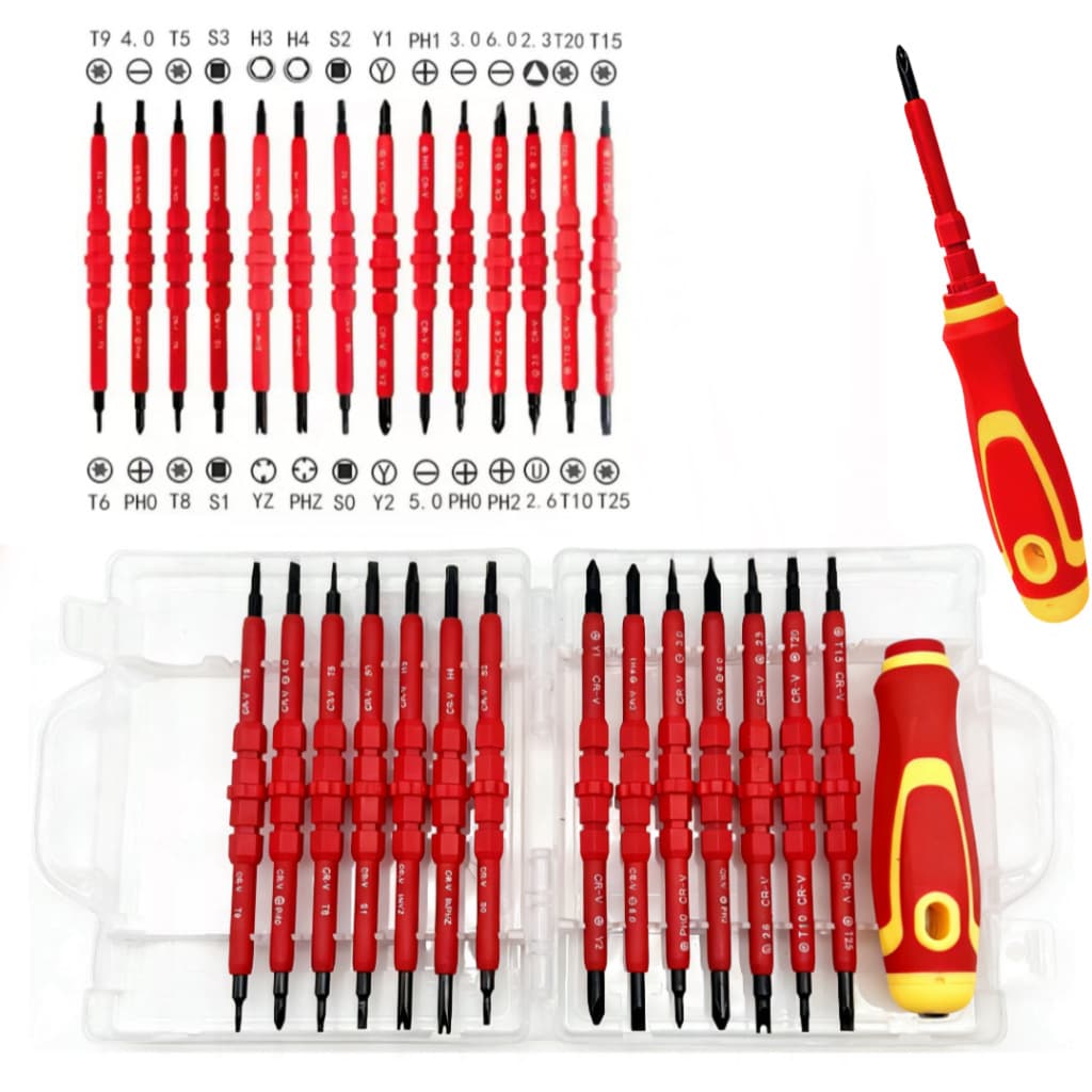 14-in-1 Dual Bit Electrician Insulated Screwdriver Set - Cross and Flathead Magnetic Screwdriver for Home Appliance Repair Tools