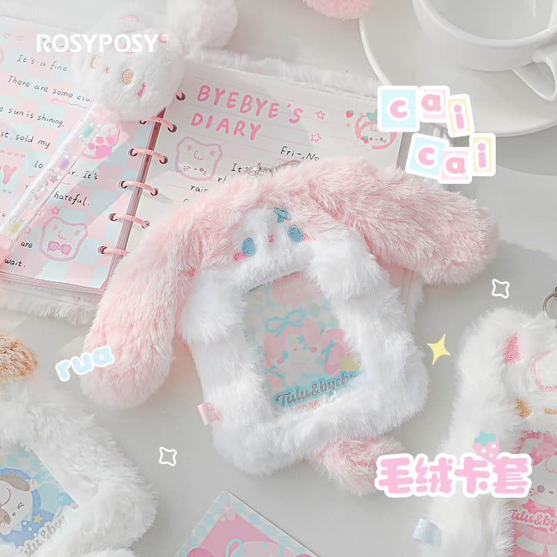 RosyPosy Tutu&byebye plush card holder, cute cat and dog plush postcard holder