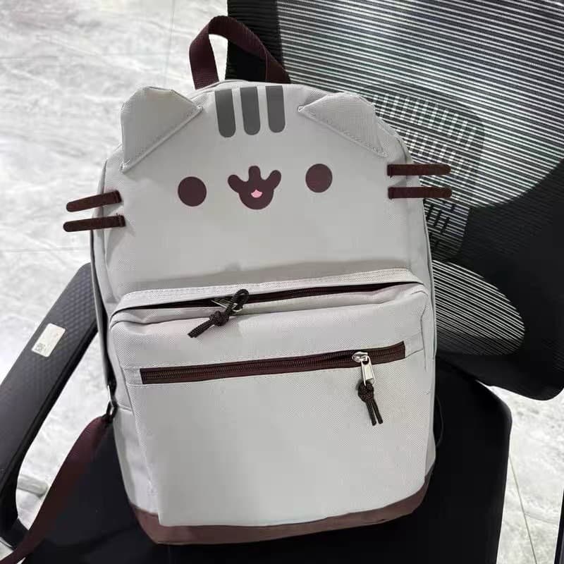 Cute Cat Backpack Cartoon Canvas Bear Versatile Cute Brown Soft Girl New Light Gray Student Large Capacity