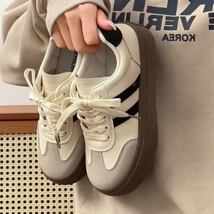 Versatile German Training Shoes for Women 2026 New Spring Summer Chunky Sole White Shoes Retro Onitsuka Tiger Style Casual Sports Board Shoes