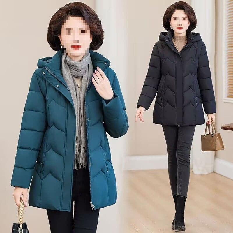 New Chic Mom Winter Three-Layer Thickened Cotton Padded Coat Winter Wear Middle-Aged Cotton Jacket Plus Size Cotton Coat Warm
