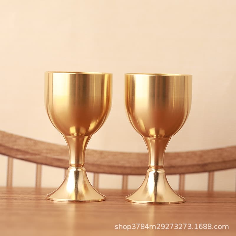 Brass Goblet Copper Decoration Wine Cup Brass Offering Cup Hotel Wine Cup Decoration