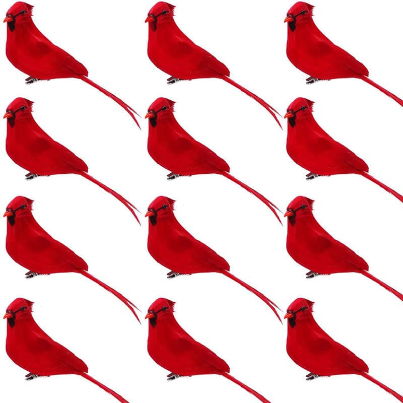 In Stock Supports Drop Shipping Amazon Hot-selling Christmas Red Simulated Small Bird Garden Greenery Decorative Bird