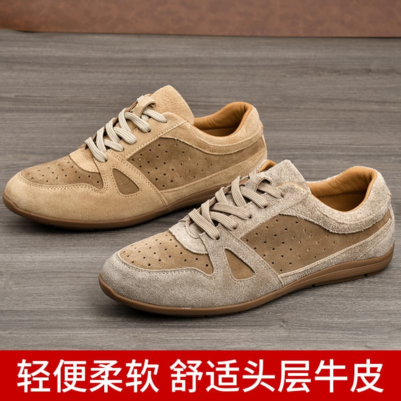 Agassi Shoes for Men and Women, Retro Athletic Casual Shoes, Leather Patchwork Mesh Thick Sole Versatile Running Shoes, Factory Direct