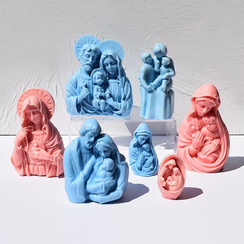 European-Style Family Figurine Scented Candle Silicone Mold 3D Portrait Plaster Ornament Mother's Day Epoxy Resin Mold