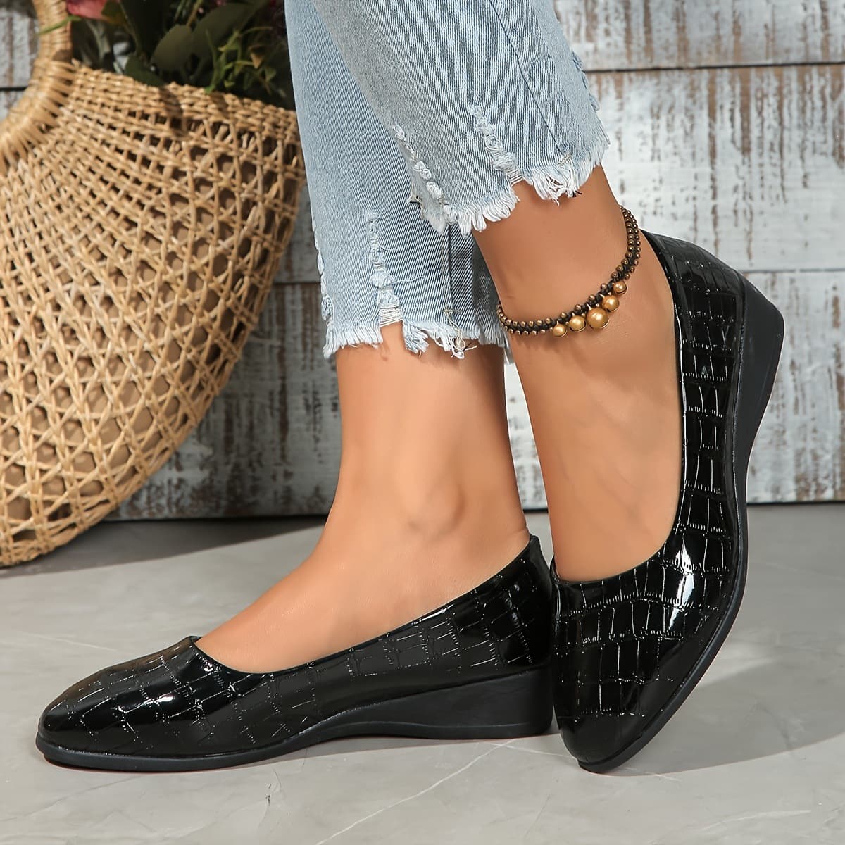 Y 34721 Spring New Pointed Wedge Casual Shoes