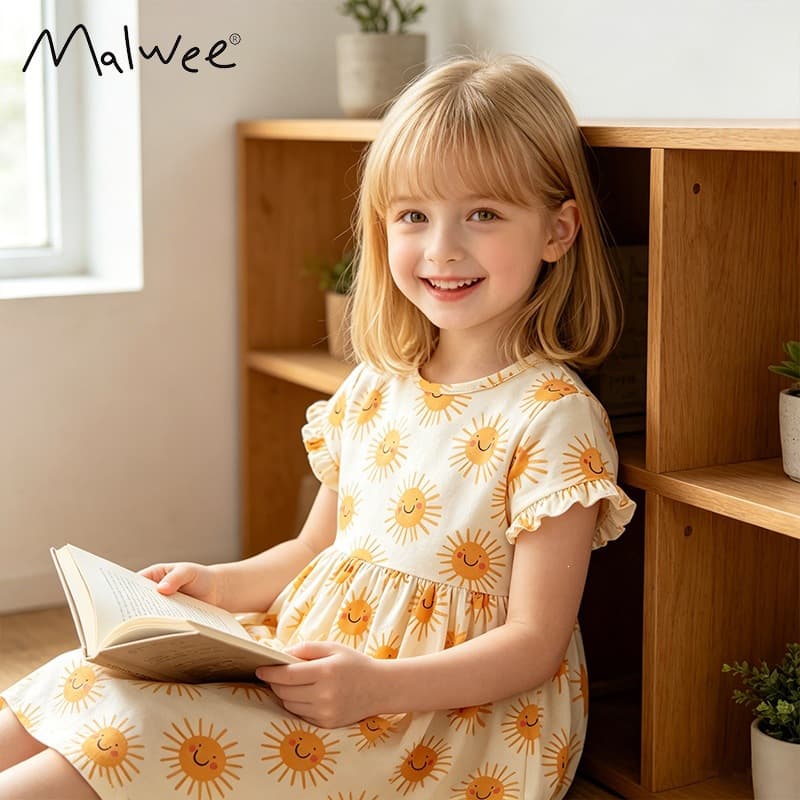 Cross-border Malwee New Sweet Fresh European and American Kids Dress Soft Skin-Friendly Summer Girls Princess Dress