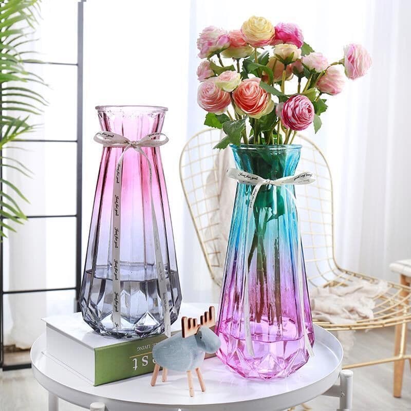 Thickened large glass transparent vase for living room decoration, suitable for hydroponic plants, lilies, and dried flowers.
