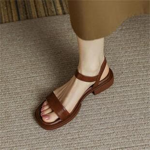 Wholesale French Simple Roman Sandals 2026 New Elegant Flat Buckle Sandals One-Strap Open Toe Sandals for Women