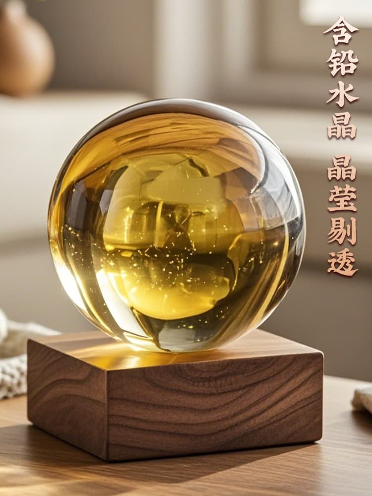 Yellow and White Crystal Ball Ornament, Artificial Transparent Glass Ball in Green, Purple, Blue, Pink, Crystal Ball for Girls' Opening Decoration