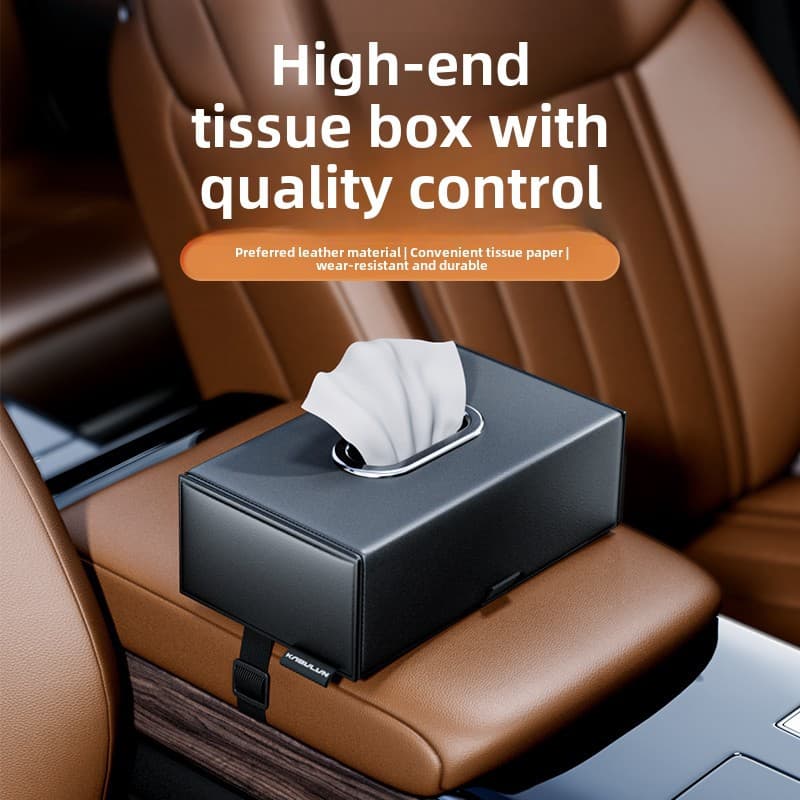 Car Tissue Holder - Premium Leather Interior Tissue Box