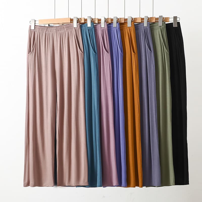 Modal Wide-Leg Pants for Women, Spring and Summer Thin Style, Plus-Size Loose Drapey Pants with Pockets, Casual Lounge Pants, Home Sleep Pants, Dance Pants