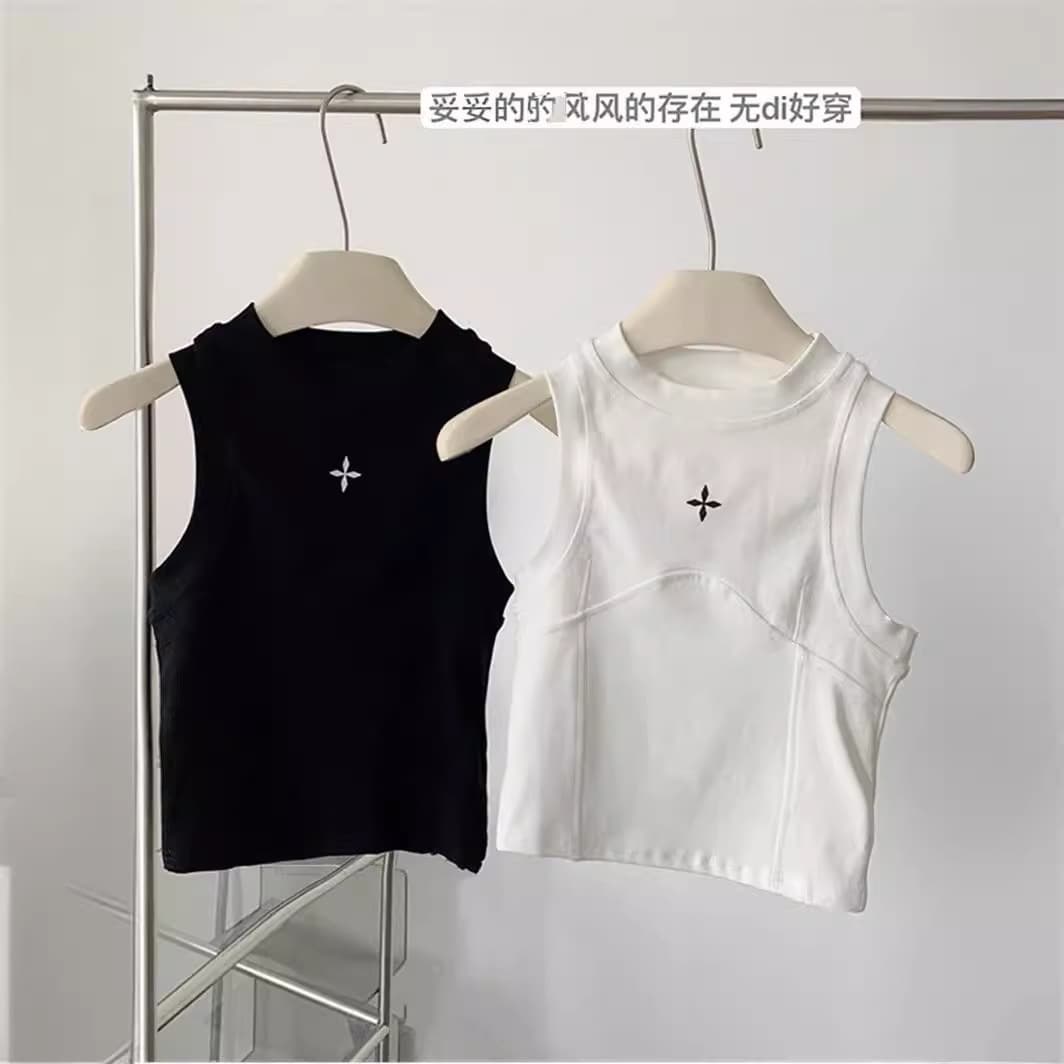 Girls' pure cotton short vest I-shaped vest 2026 children's summer new design niche suspender outer top
