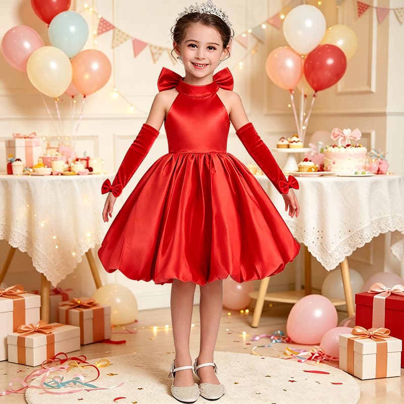 Cross-border new girls' dress, halter neck dress, festival performance performance dress, birthday party prom princess dress