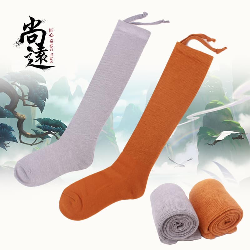 Shangyuan Monk Shoes and Socks Series Thickened Knitted Wool Monk Socks No-Wrapping Leggings Autumn and Winter Style