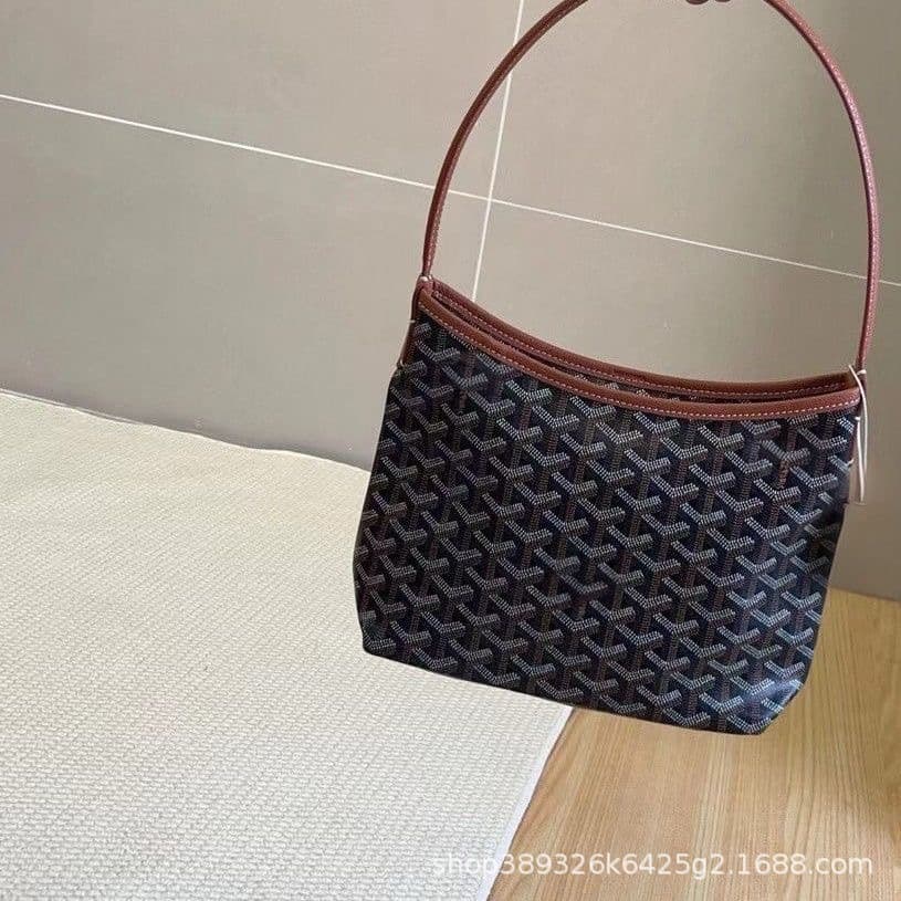 Goyardine Dog Tooth New Mini Hobo Small Goyard Commuter Dog Tooth Bag Trendy Single Shoulder Women's Bag Zipper Shopping Bag Underarm