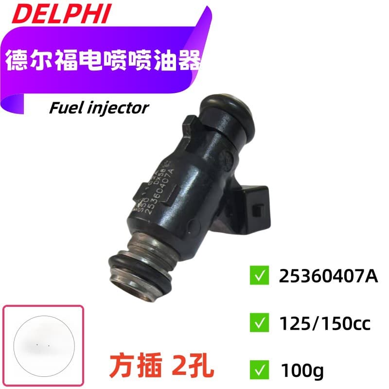 Delphi 25360407A EFI Motorcycle 125/150cc Square Plug 2-Pin 100g Fuel Injector