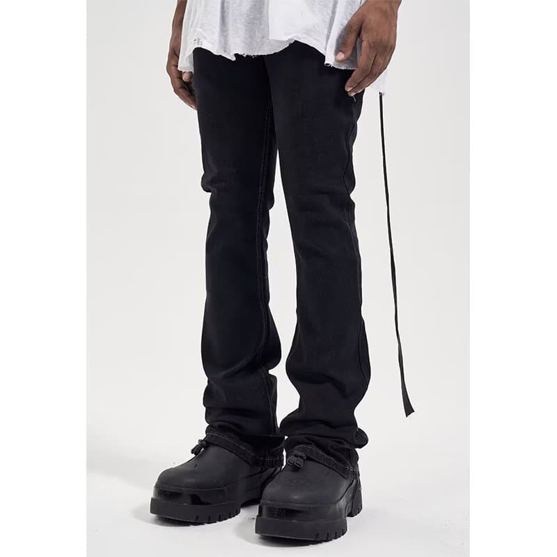 Basic Versatile Slim Flare Jeans American Casual Trendy Ins Straight Leg Black Pants for Men and Women