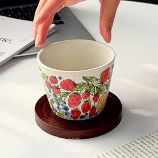 Vintage Matte Berry Ceramic Handheld Cup, Water Cup, Underglaze Coffee Cup, Latte Art Cup, Creative Gift