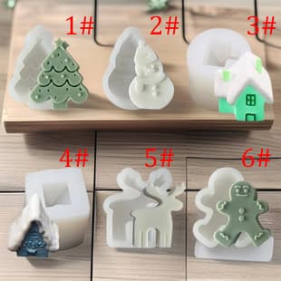 Christmas Reindeer Gingerbread Man Christmas Tree Snowman Wooden Cabin Aromatherapy Candle Making Silicone Mold