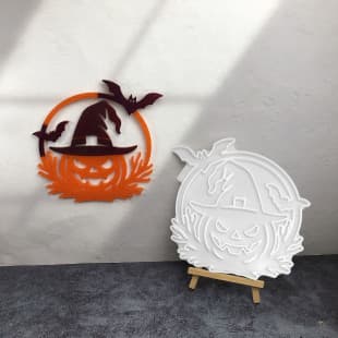 X1740 Bat Pumpkin Wall Hanging Decorative Cement Plaster Mold DIY Silicone Mold