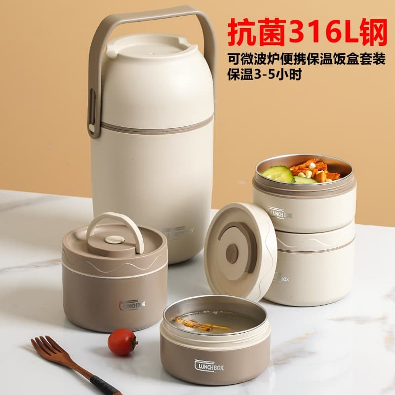 New 316L Stainless Steel Insulated Lunch Box Office Student Lunch Box Insulated Bucket Microwave Portable Lunch Box