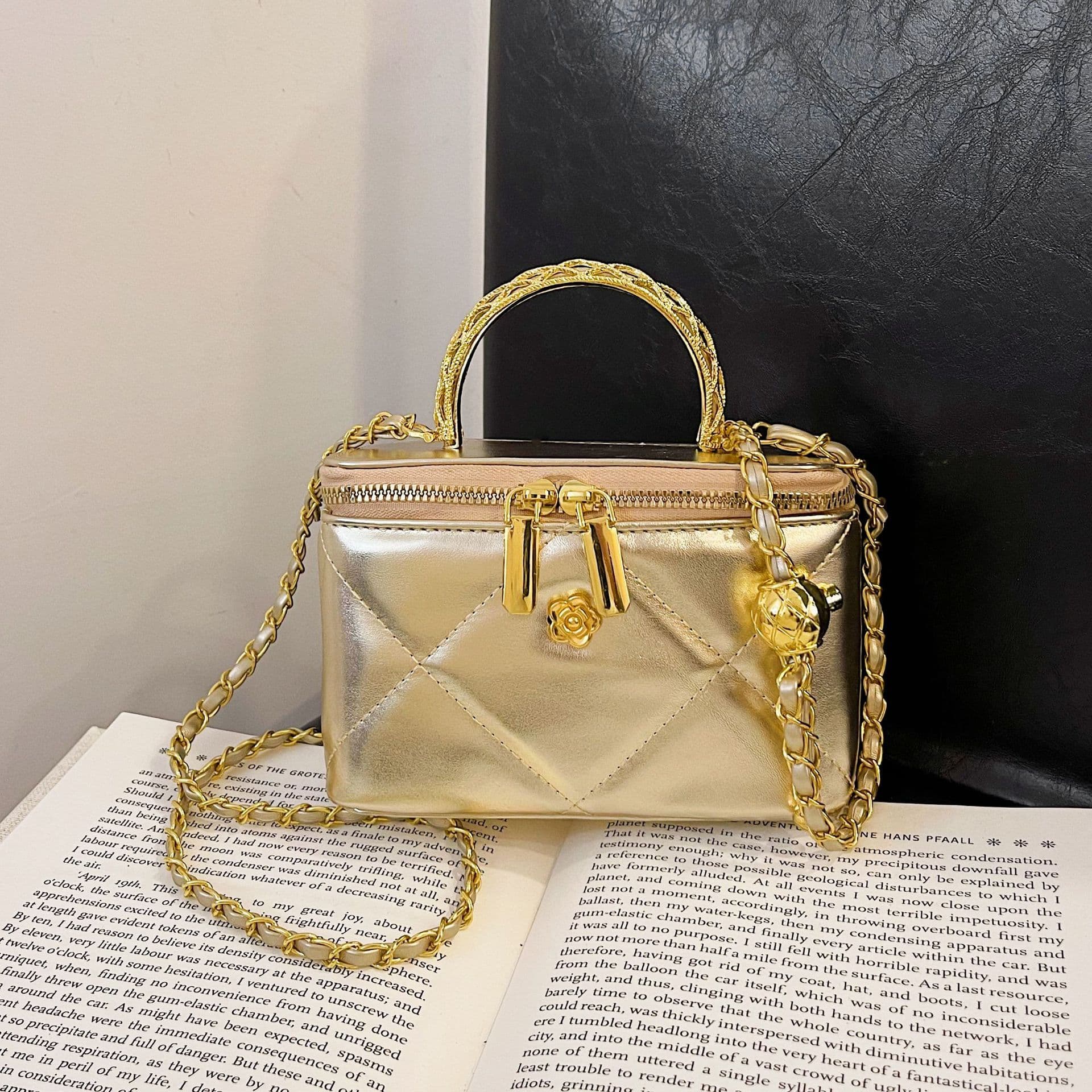 Chain camellia small square bag 2025 new style rhombus and box bag women's versatile crossbody bag 2025 new style