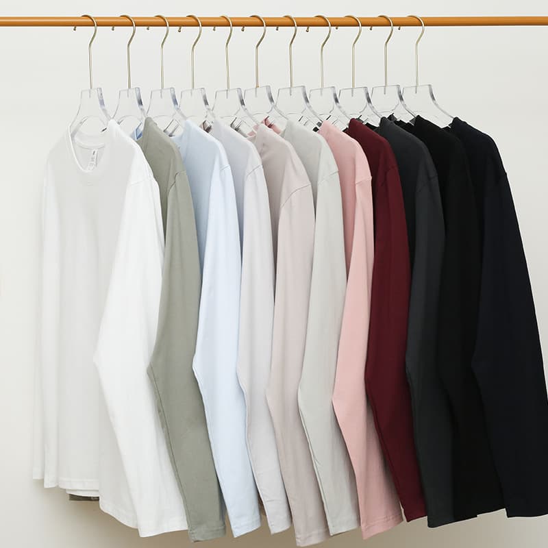 300g Cotton Long Sleeve Heavy Round Neck Solid Color T-shirt Women's Loose Joker Base Shirt Couple Men and Women