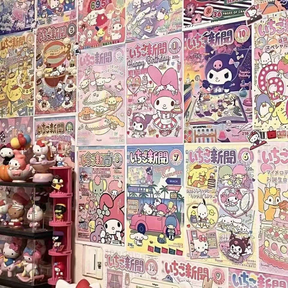 Sanrio wall stickers ins style poster background wall dormitory wall cover ugly JK photo background female high value cheap